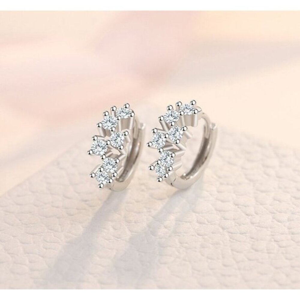 Silver Crystal Hoop Earring